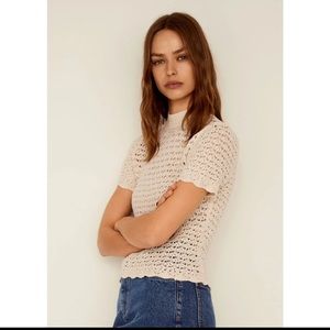 NWT MANGO Crochet Top in Ecru Size Small